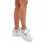 Skórzane Sneakersy Na Platformie CheBello 4658 Srebrne srebrny