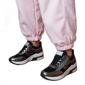 Czarne sneakersy z cyrkoniami i metaliczną wstawką