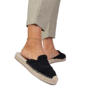 Czarne damskie klapki espadryle