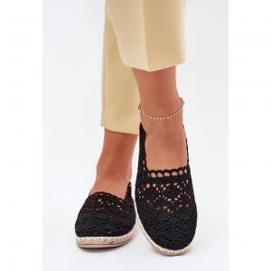 Koronkowe Espadryle Damskie Czarne