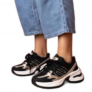 Czarne sneakersy sportowe na masywnej podeszwie