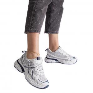 Niebieskie sportowe sneakersy damskie białe