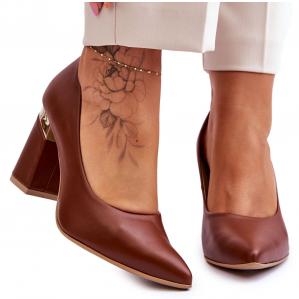 Lewski Shoes Skórzane Czółenka Lewski 3117 Brązowe