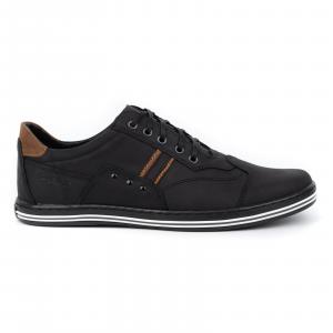 Polbut Buty męskie casual 1801 czarny nubuk/camel czarne