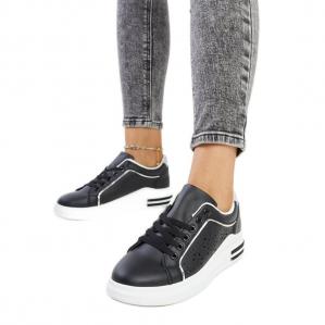 Czarne sneakersy ażurowe z brokatem Zorka
