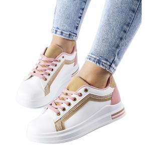 Biało-różowe sneakersy na platformie Mayfield białe