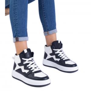 Biało-czarne sneakersy sportowe damskie