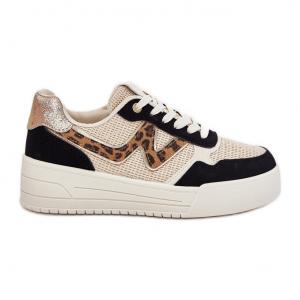 Buty Sportowe Damskie Na Platformie Panterka Czarne