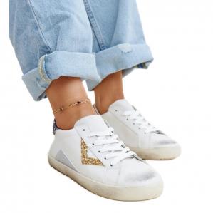 Białe sneakersy z efektem ,,znoszenia'' Gombola