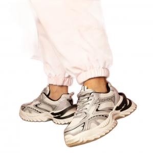 Srebrne sneakersy sportowe na grubej podeszwie srebrny