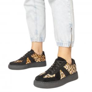 Czarno-panterkowe sneakersy damskie czarne