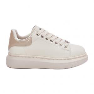 Skórzane Sneakersy Damskie Na Platformie GOE RR2N4004 Beżowe beżowy