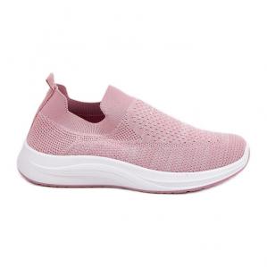 Materiałowe Wsuwane Buty Sportowe Damskie Różowe