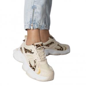 Panterkowe sneakersy sportowe na masywnej podeszwie beżowy