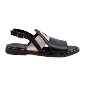 Zazoo 40385 Damskie Skórzane Sandały Czarne