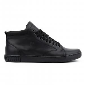 Polbut Buty skórzane męskie sneakersy 2108 czarne lico