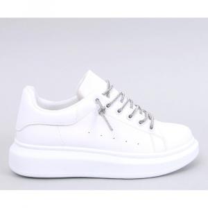 Sneakersy z kryształkowymi sznurówkami Series WHITE/SILVER - Inello białe