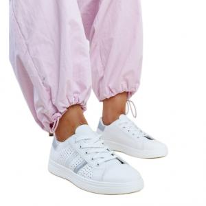 Biało-srebrne sneakersy eko skóra Berdine białe