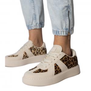 Beżowo-panterkowe sneakersy damskie beżowy