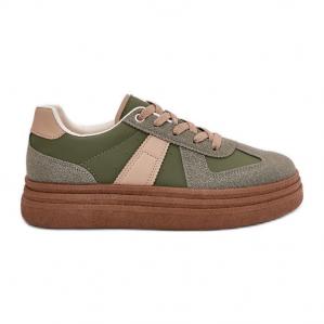 Sneakersy Damskie Na Platformie Zielone
