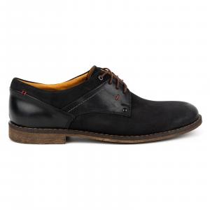 Kampol Buty męskie casual eleganckie nubuckowe 333KAM czarne