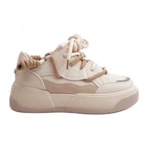 Sneakersy Damskie Na Platformie Beżowe Moariella beżowy