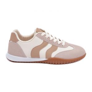 Klasyczne Sneakersy Damskie Z Eko Skóry Beżowe beżowy