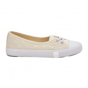 Tenisówki Trampki Damskie Z Haftem Lee Cooper LCW-25-31-3445L Beżowe beżowy