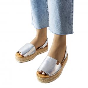 Srebrne espadryle na platformie Sadbera srebrny