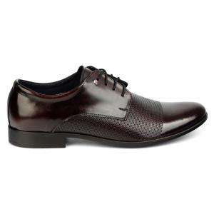 Olivier Buty męskie eleganckie skórzane 271T2 wisnia czerwone