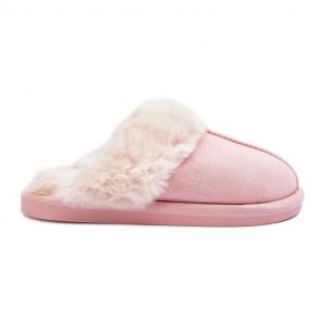Damskie Papcie Klapki z Futerkiem Różowe Pinky