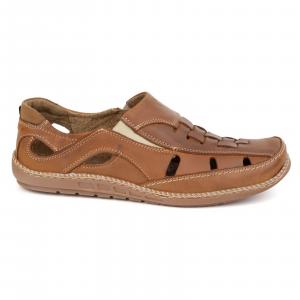 Olivier Buty męskie wsuwane przewiewne 204L camel brązowe