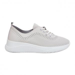Skórzane Buty Sportowe Damskie Vinceza 41472 Białe