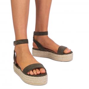 Zielone sandałki espadryle na platformie