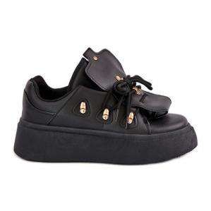 Sneakersy Damskie Na Platformie Czarne