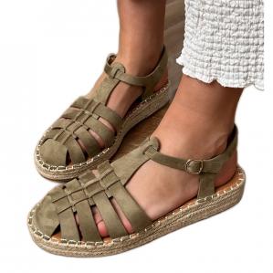 Zielone sandały espadryle gladiatorki z ekozamszu