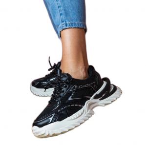 Czarne sneakersy sportowe na grubej podeszwie