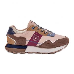 Zamszowe Sneakersy Męskie Na Platformie Big Star RR174475 Hi-Poly System Beżowe beżowy