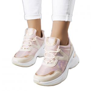 Różowe sneakersy z metalicznymi wstawkami Ruais