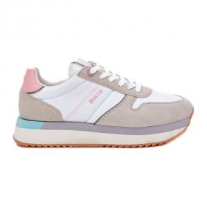 Zamszowe Sneakersy Damskie Big Star RR274A047 HI-POLY System Beżowo-Białe beżowy