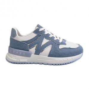 Jeansowe Sneakersy Damskie Z Eko Skóry Niebieskie Kaimans