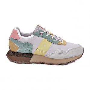 Zamszowe Sneakersy Damskie Big Star RR274244 HI-POLY System Szaro-Żółte szare