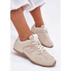 Buty Sportowe Damskie Z Eko Zamszu Beżowe beżowy