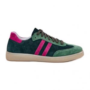 Zazoo N1068 Zamszowe Niskie Sneakersy Damskie Ciemnozielone