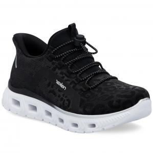 Buty sportowe damskie w panterkę czarne Rieker M6066-01