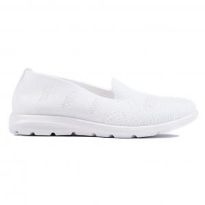 Białe tekstylne slip on damskie