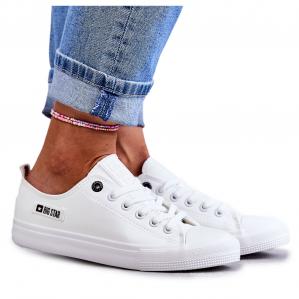 Damskie Niskie Skórzane Trampki Big Star KK274010 Białe