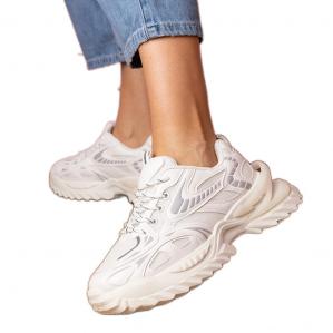 Białe sneakersy sportowe na stylowej podeszwie