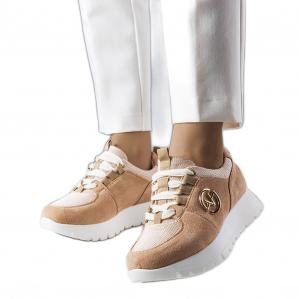 Beżowe sneakersy na platformie Kristine beżowy
