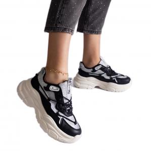 Czarne sneakersy z brokatowymi wstawkami